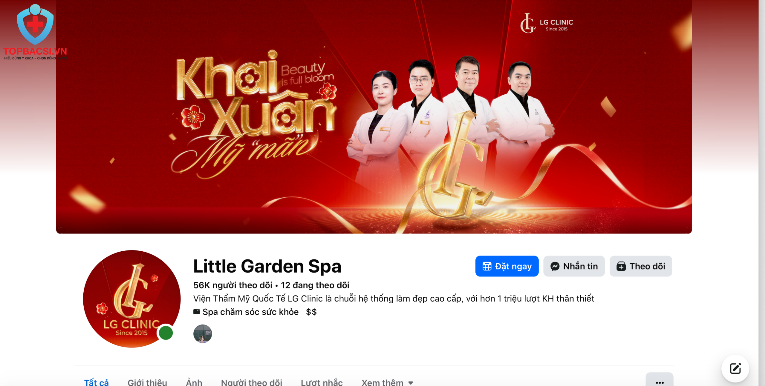 Fanpage Facebook của Little Garden Spa.