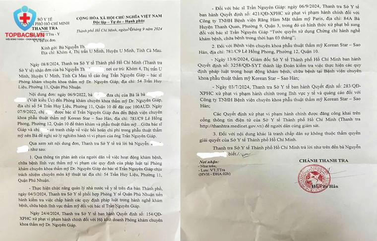Văn bản trả lời Đơn tố cáo của Sở Y tế TP.HCM.